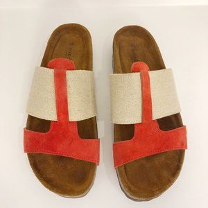 Sundance Golden Linen Sandals Orange Tan 39 8.5 9